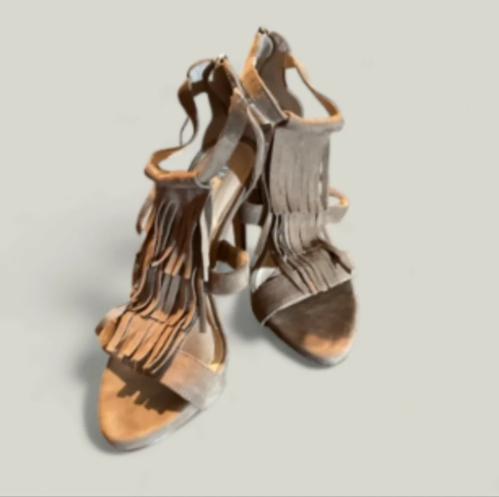 INTERNATIONAL Concepts Sage Strappy Heels with Fringe
